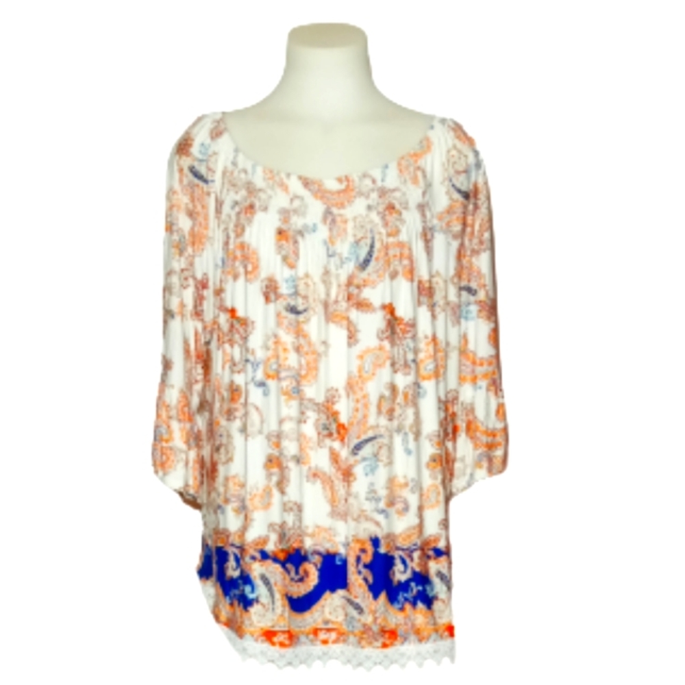 Cato Blue Orange Lace Top Sz 18/20W